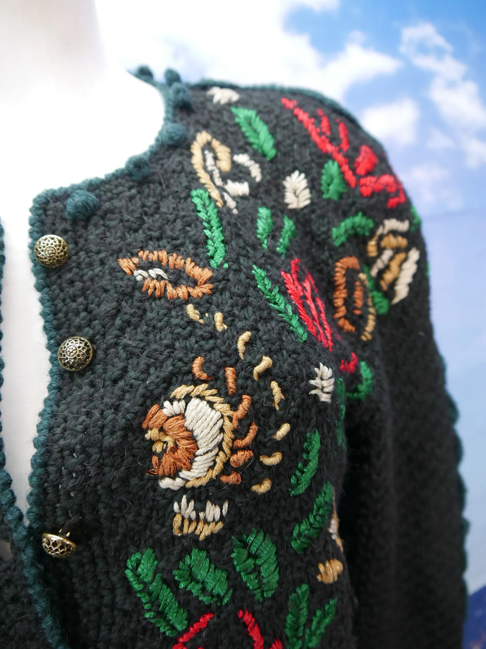 Handgestrickte herrlich 60er Jahre süße Vintage Trachtenjacke Jacke Gr.38