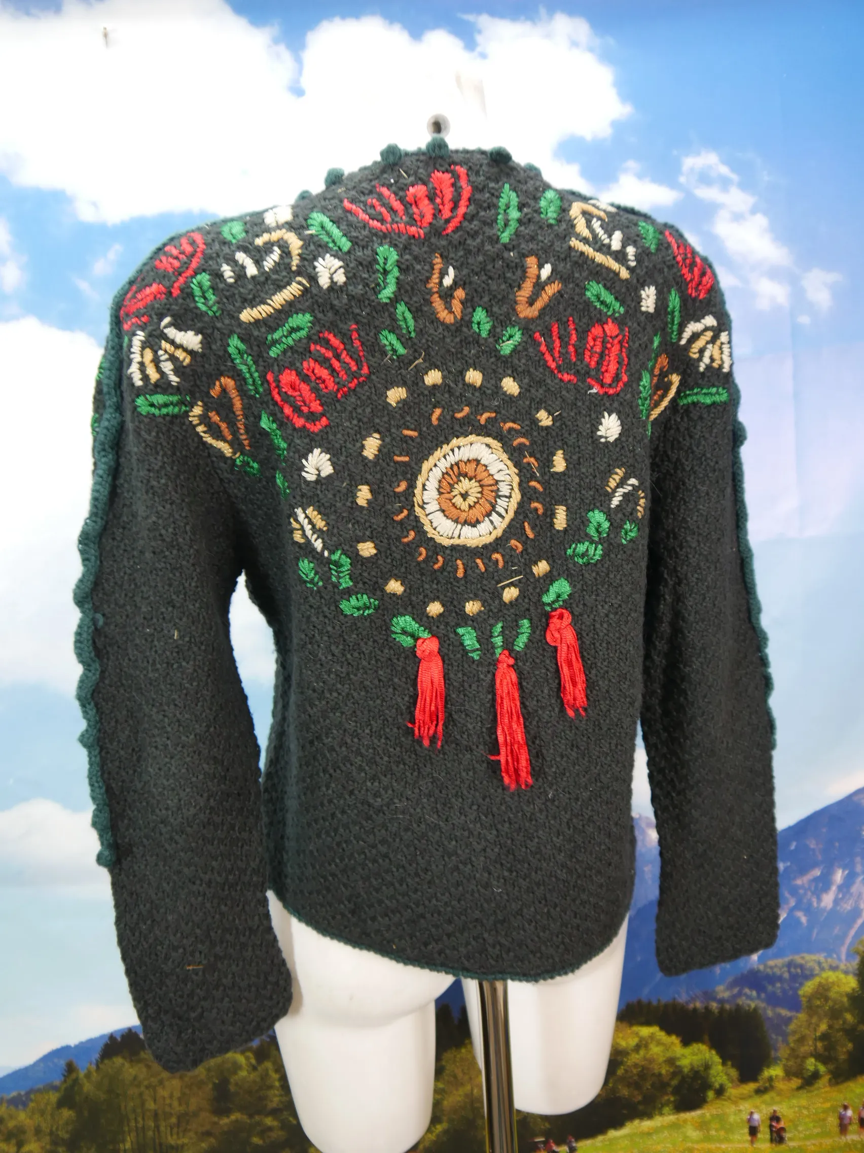 Handgestrickte herrlich 60er Jahre süße Vintage Trachtenjacke Jacke Gr.38