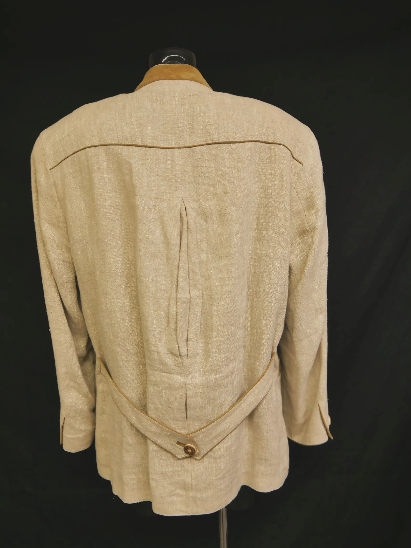 Klasse beige mit Lederbesatz gigantische Herren Janker Trachtenjacke Gr.50